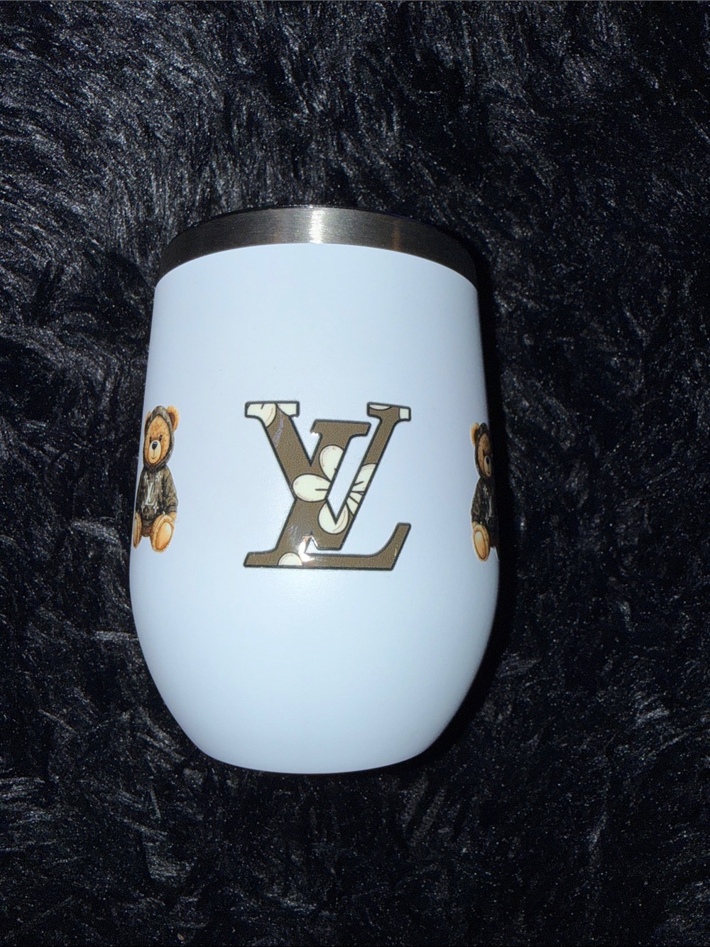 White Ceramic Wine Go Tumbler with Fashion -Inspired Design and Teddy Accents